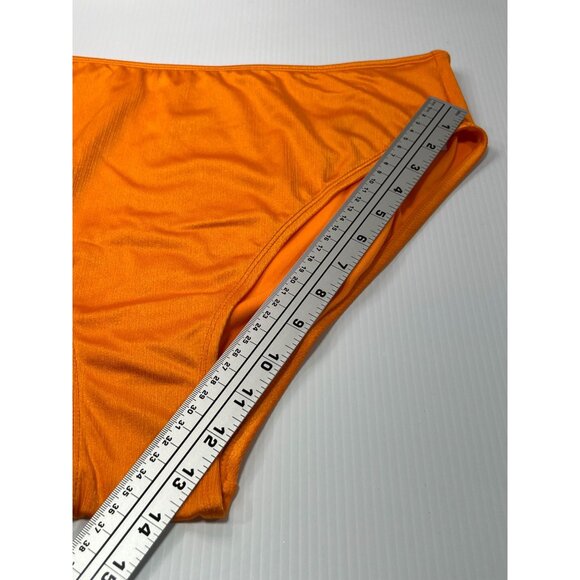 Wild Fable- Women's Ribbed High Waist High Leg Extra Cheeky Bikini Bottom-Orange - Picture 6 of 13